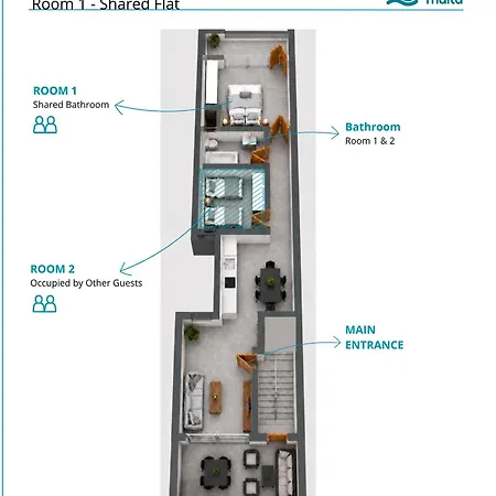 F6 1, Private One Small Double Bed Shared Bathroom In Shared Flat Séjour chez l'habitant *